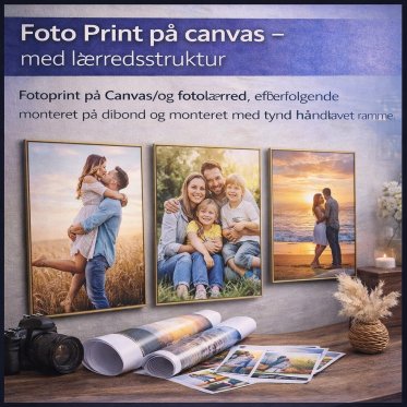 Foto Print p� canvas - med l�rredsstruktur Fotoprint p� Canvas/og fotol�rred, efterf�lgende monteret p� dibond og monteret med tynd h�ndlavet ramme.