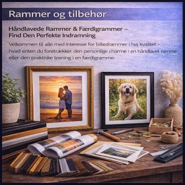 Rammer og tilbeh�r H�ndlavede Rammer & F�rdigrammer &ndash; Find Den Perfekte Indramning Velkommen til alle med interesse for billedrammer i h�j kvalitet &ndash; hvad enten du foretr�kker den personlige charme i en h�ndlavet ramme eller den praktiske l�sning i en f�r