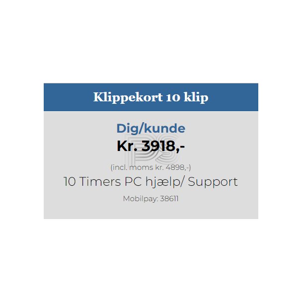 Klippekort 10 til timers support