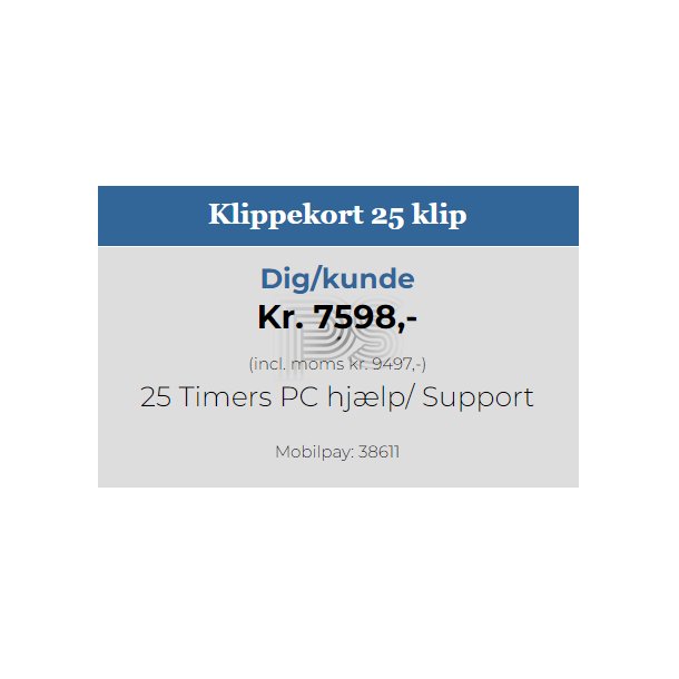 Klippekort 25 til timers support