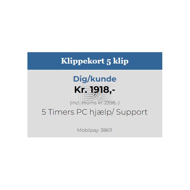 Klippekort 5 til timers support