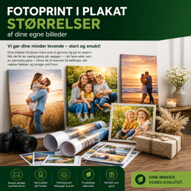 Fotoprint i plakat st&oslash;rrelser af dine egne billeder