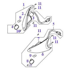 Blinklygte glas venstre for