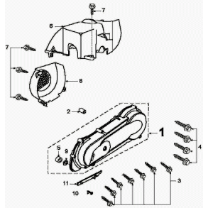 Blæserskjold over svinghjul