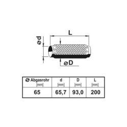 Flexr&oslash;r uden tilslutninger - Indv. &Oslash;: 65,7 mm,