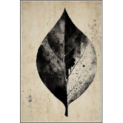 Sort Blad III  Akvarelkunst i Sort og Hvid