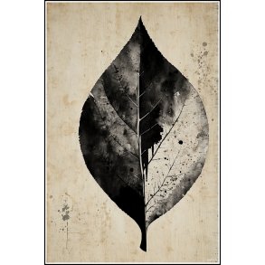 Sort Blad III � Akvarelkunst i Sort og Hvid