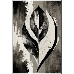 Sort Blad IV  Akvarelkunst i Sort og Hvid