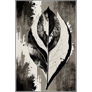 Sort Blad IV � Akvarelkunst i Sort og Hvid