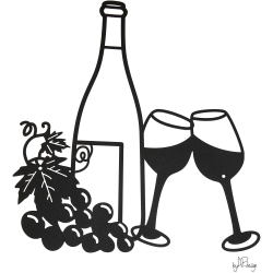 Vg Dekoration i Metal - Vin Flaske med Glas 