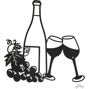 Vg Dekoration i Metal - Vin Flaske med Glas 