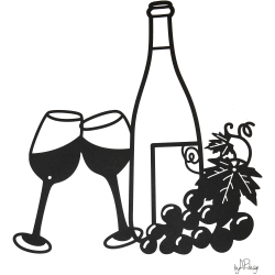 Vg Dekoration i Metal - Vin Flaske med Glas 